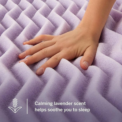 Lucid Lavender-Infused Mattress Topper - Memory Foam - 2 Inch - California King Size - Plush Feel - 5 Convoluted Zones - CertiPUR Certified - New Home Owner & Dorm Room Essentials