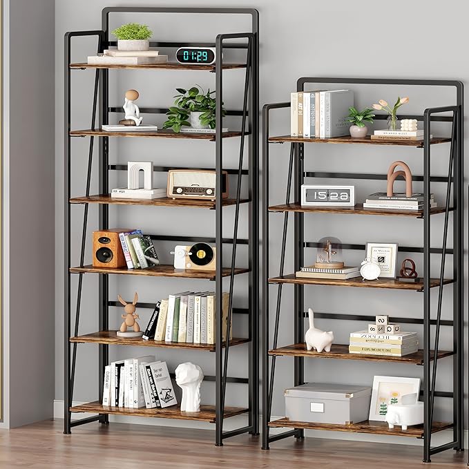 BHG No Assembly Folding Bookshelf for Living Room,Collapsible Book Shelf for Home Office, Portable Bookcase Storage Organizer Rack Shelves