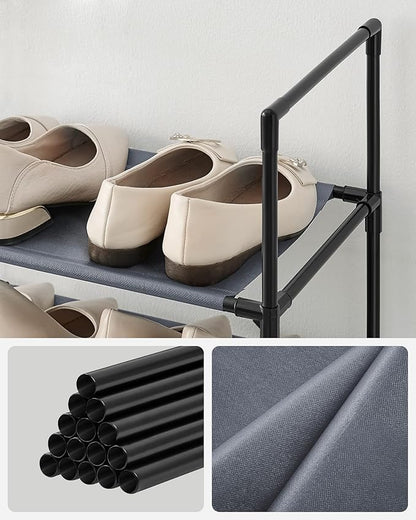 SONGMICS Shoe Rack, 10-Tier Shoe Shelf, Shoe Storage Organizer, 13 x 13 x 68 Inches, Metal Frame, Non-Woven Fabric Shelves, for Entryway, Bedroom, Gray ULSR110G01