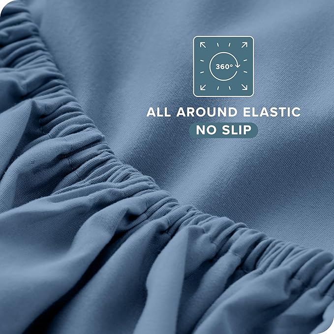 Bare Home Short Queen Sheet Set - 1800 Ultra-Soft Microfiber - Double Brushed - Deep Pockets - Easy Fit - 4 Piece Set - Bed Sheets (Short Queen, Coronet Blue)