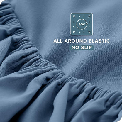Bare Home Split King Sheet Set - 1800 Ultra-Soft Microfiber Bed Sheets - Double Brushed - Deep Pockets - Easy Fit - 5 Piece Set - Bed Sheets & Pillowcases (Split King, Coronet Blue)