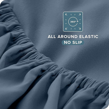 Bare Home Split Head Flex King Sheet Set - 1800 Ultra-Soft Microfiber Bed Sheets - Double Brushed - Deep Pockets - Easy Fit - 4 Piece Set - FlexTop King Bedding (Split Head Flex King, Bering Sea)