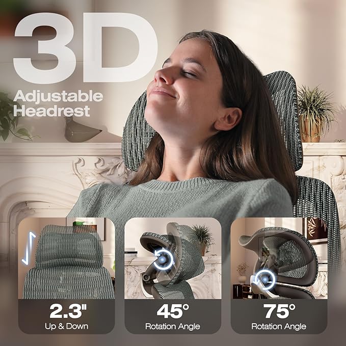 ELABEST X100 Ergonomic Office Chair with Footrest, Big and Tall Home Desk Chair with 5D Flip-Up Arms, Adjustable 3D Lumbar Support,High Back Rolling Computer Chair, Swivel Mesh Chairs (Forest Ranger)