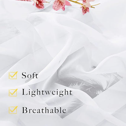 NICETOWN White Sheer Curtains 108 inches Long 2 Panels Set, Rod Pocket Airy & Breathable Voile Sheer Window Treatments with Light Filtering for Living Room/Bedroom, W30 x L108