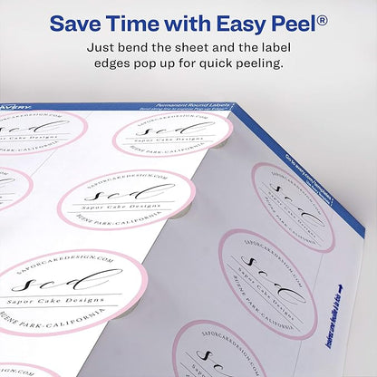 Avery Printable Round Labels with Sure Feed, 2" Diameter, Glossy White, 600 Customizable Labels (22807)