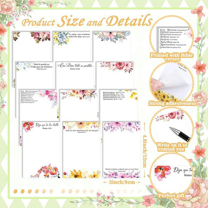 Eersida 72 Pcs Regalos Cristianos En Español Spanish Christian Note and Spanish Pen with Gift Bag Religious Message Reminder Notebook for Religious Preacher Church Nurse Teachers