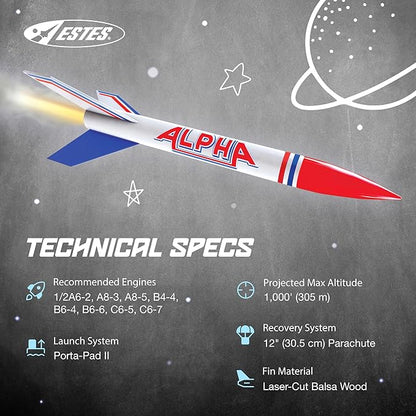 Estes 1756 Bulk Pack of 12 Alpha Rocket-Building Kits, Intermediate Flying-Rocket Model Kits for Ages 10+