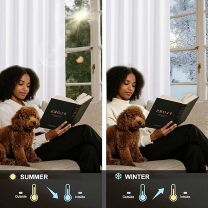 NICETOWN White Black Out Curtains 72 inch Long, Grommet Full Blackout Thermal Insualted Window Treatments for Bedroom, 2 Panels, W52 x L72