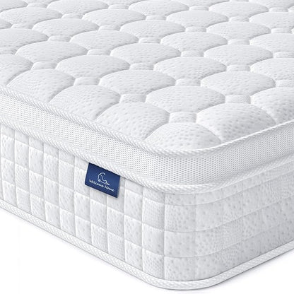 Vesgantti 10 Inch Twin XL Multilayer Hybrid Mattress - Multiple Sizes & Styles Available, Ergonomic Design with Memory Foam and Pocket Spring, Medium Firm Feel, White