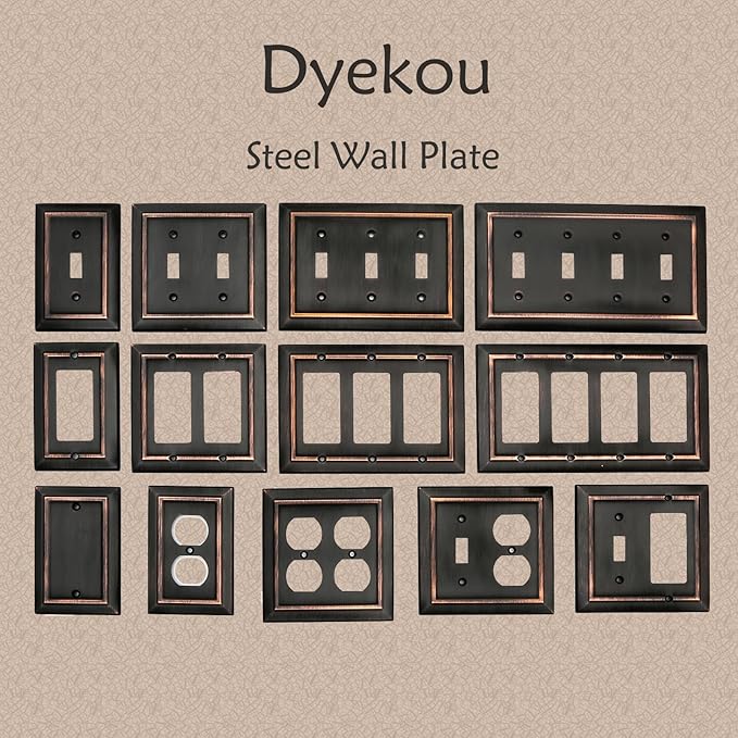 Metal Wall Plate for Electrical Outlets, Decorative Aged Bronze Switch Plates Outlet Cover, Light Switch Cover Plate, 4-Gang Wall Plates (Quad Toggle, 1 Pack)