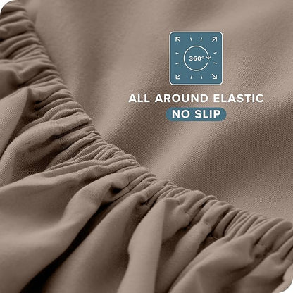 Bare Home Full Sheet Set - Luxury 1800 Ultra-Soft Microfiber Full Bed Sheets - Double Brushed - Deep Pockets - Easy Fit - 4 Piece Set - Bedding Sheets & Pillowcases (Full, Taupe)