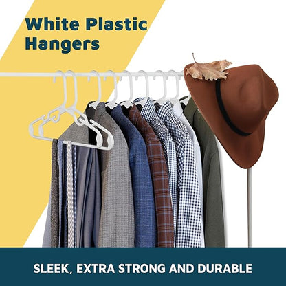 Lifemaster Plastic Kids Clothes Hanger – Children Clothes Hanger with Shoulder Notch, 11.6 Inch Space-Saving Closet Organizer for Baby, Toddler, and Kids Clothing, Hold Up To 5 lbs, Pack of 100, White