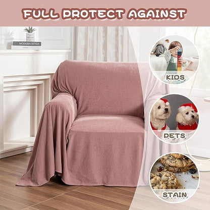 MYSKY HOME Pink Sofa Cover, Couch Covers for Pet, Couch Cover Reclining Couch Covers Armchair Covers for 1 Cushion Couch, Thick Durable Sofa Covers for Furniture Couch Cover, 71" x 91"