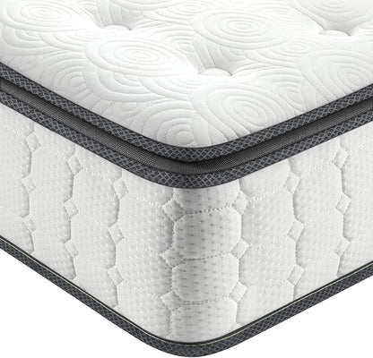 Vesgantti Queen Mattresses, 10 Inch Hybrid Pillow Top Queen Size Mattress in a Box, Memory Foam Pocket Coils Innerspring Mattresses, Fiberglass Free, Pressure Relief, Medium Firm Plush Feel