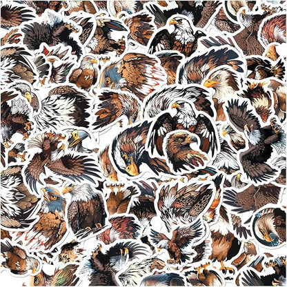 Bald Eagle Vinyl Stickers Pack 50pcs for Laptop Water Bottle Phone Case Scrapbook Luggage DIY Crafts and Gifts Motorcycle Bike Kids Teens Adults Car Hat Bumper Bedroom