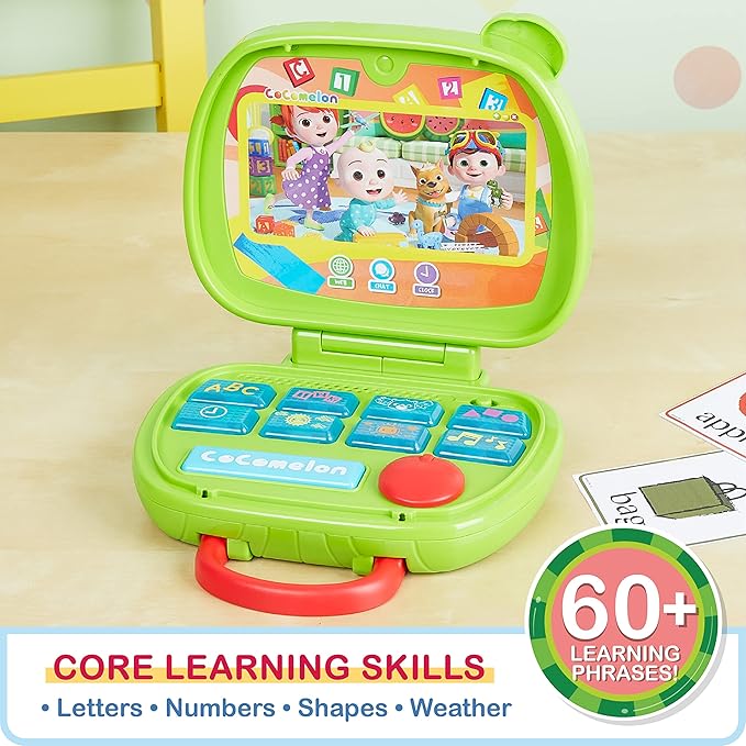CoComelon Sing and Learn Laptop Toy for Kids, Lights, Sounds, and Music Encourages Letter, Number, Shape, and Animal Recognition, Officially Licensed Kids Toys for Ages 18 Month by Just Play