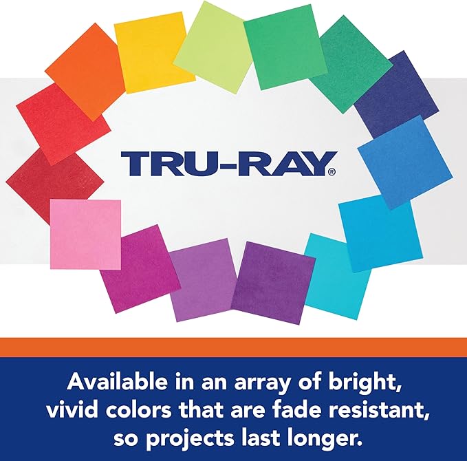 Tru-Ray Construction Paper P103031, 10 Classic Colors, 9" x 12", 50 Sheets