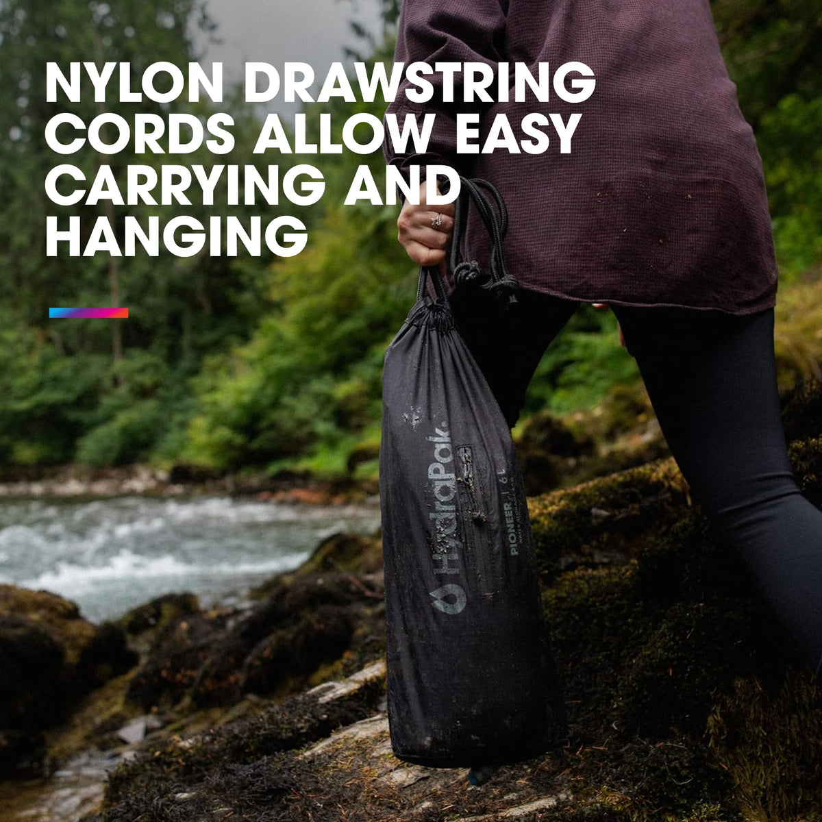 Hydrapak Pioneer - Collapsible Water Storage and Dispensing System (6L) - BPA & PVC Free Camping Hydration Bladder/Reservoir and Sleeve, Black