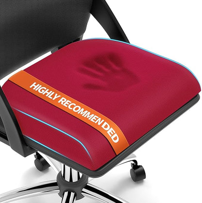 XLarge Seat Cushion, Memory Foam Cushion for Long Sitting Hours on Office Chair, Home & Car, Non-Slip Chair Pad for Relieving Back & Sciatica & Hip & Coccyx Pain (Red)