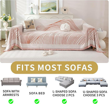 Non Slip Sofa Covers Couch Covers for 3 Cushion Couch Sofa Pet Friendly Washable Couch Covers for Sofa, Soft Thick Sectional Couch Covers L Shape Furniture Protector for Kids, Dogs 91" X134"