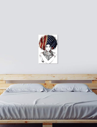 The Oliver Gal Artist Co. People and Portraits Wall Art Canvas Prints 'New American Woman' Home Décor, 20 in x 30 in, White, Black