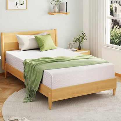 Twin XL Memory Foam Mattress, 10 Inch Bed Mattress in a Box with Cooling Green Tea Gel, Relieve Pressure with Medium Support, CertiPUR-US Certified, 80''L x 38''W, White