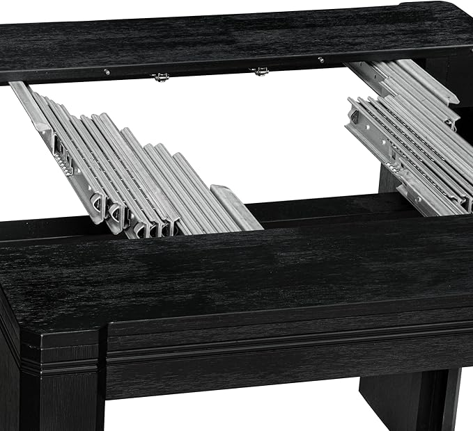 X12MZ-006-50 - 13-piece Dining Room Table Set a Rectangular Kitchen Table and 12 Dark Gotham Grey Linen Fabric Dining Chair, 39x120 Inch, Wire Brushed Black