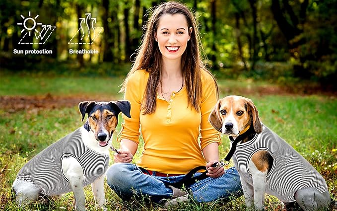 Dog Shirt,Combed Cotton T-Shirts,Soft Cool Boy Girl Tee for Large Dogs Bulldog,Grey Striped XL
