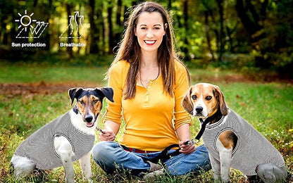 Dog Shirt,Combed Cotton T-Shirts,Soft Cool Boy Girl Tee for Medium Dogs French Bulldog,Grey Striped M