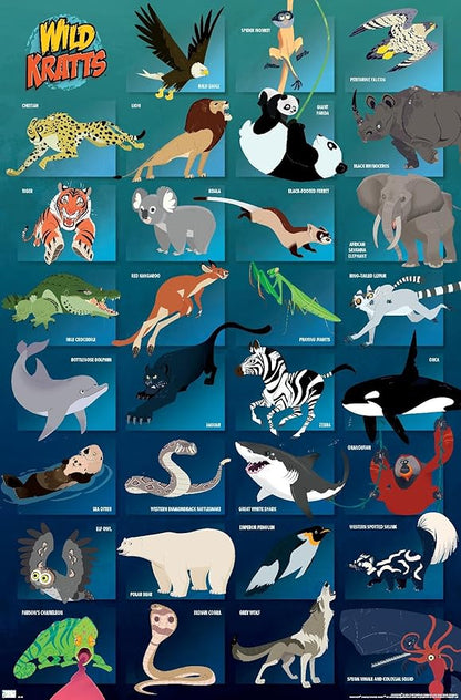 Wild Kratts - Grid Wall Poster, 19L" x 13W", Premium Unframed Version
