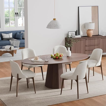 Casaphoria 67" Oval Dining Table, Modern Wood Kitchen Table with Cone Shaped Strip Polygonal Base for Living Room & Dining Room, Easy Assembly Farmhouse Furniture for 4-6, Walnut
