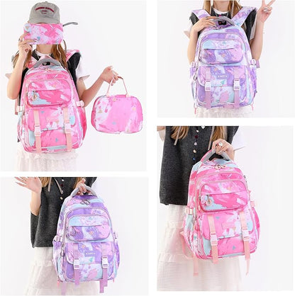 MITOWERMI Pink Backpack for Girls Bookbag Kids School Bags Multi-pocket Girls Backpack for School Elementary Students Schoolbags Teens Back packs (Pink)