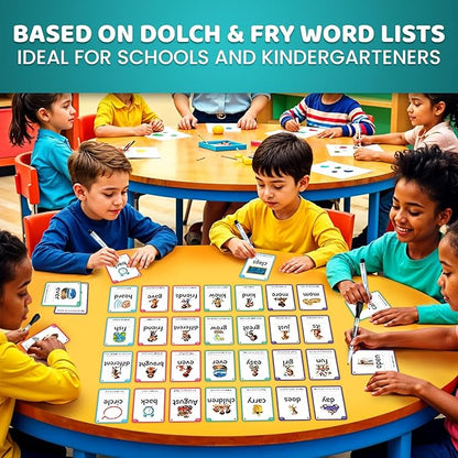 QUOKKA 520 Sight Words Flash Cards for Kids – 5 Levels from Pre-K to 3rd Grade – Bold Font & Jumbo Size & Dry Erase Color-Coded Cards with Rings for Sorting – Based on Dolch & Fry Word Lists