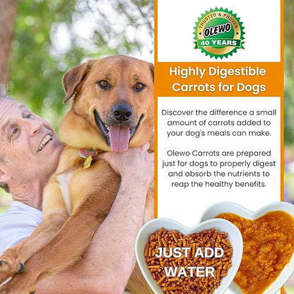 Olewo Original Carrots for Dogs ??Fiber for Perfect Poop, Dehydrated Dog Food Toppers for Picky Eaters, Natural Skin & Coat Support, Multivitamin, Probiotics for Digestive & Gut Health, 2.2 lbs