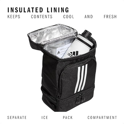 adidas Excel Insulated Lunch Bag, Cooler with Zipper, Pocket for Ice Pack, and Clip, Temperature Control Insulation