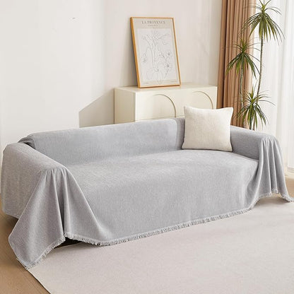 MYSKY HOME Sofa Cover for Dogs Washable for Sofa Boho Couch Cover Cover for Sofa Couch Cover Blanket Couch Cover Thick Durable Sectional Couch Covers Furniture Protector, 91"x 150", Light Gery