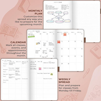 Clever Fox Teacher Planner – School Year Planner with Calendars & Lesson Plans – Teacher Plan Book for Classroom & Homeschool Organization - Undated, 7x10″, Hardcover (Dark Terracotta)