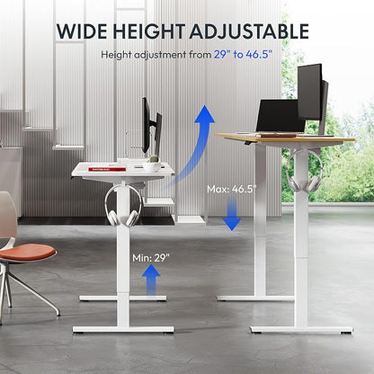 FLEXISPOT 55x24 Inch Electric Height Adjustable Standing Desk for Home & Office, Splice Board Desk for Computer Workstation, Study, or Creative Setup, Maple