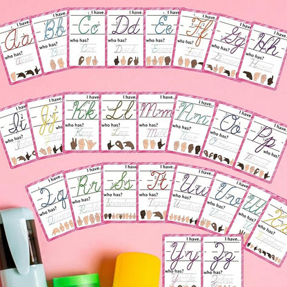 ASL Abc's Flash Cards for Toddlers, 36 Sign Language with Cursive,Numbers |Montessori ASL Bundle I Have... Who has? Game for Homeschool Supplies,ELs/ESOLs/ENLs, Deaf/Hard of Hearing Students