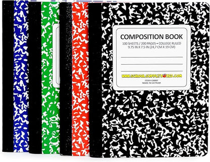 High School Writing Bundle | Case (2 Boxes) - 51 Pieces per Box | School Supply Boxes - Back to School Essentials | Includes Composition Books, Loose Leaf Paper, Index Cards, 12 ct. Pens & More