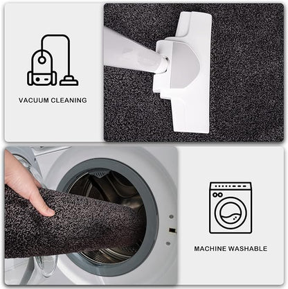 PURRUGS Dirt Trapping Door Mat 48" x 48", Non-Slip Machine Washable Entryway Rug, Dog Doormat, Indoor Front Door Mat, Super Absorbent Entry Rug for Muddy Shoes & Paws, Charcoal
