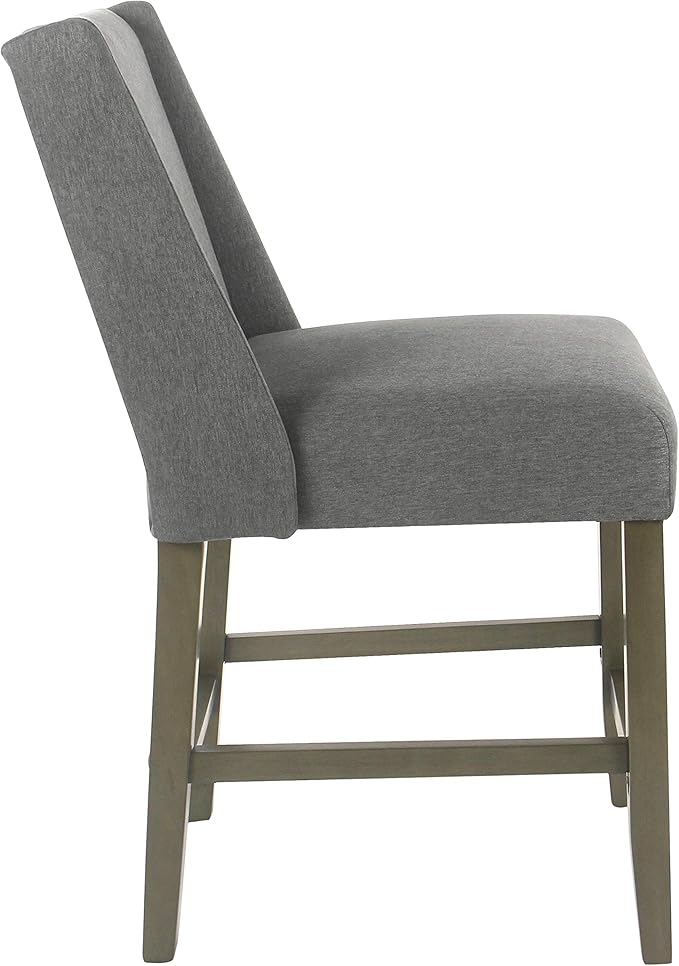 Homepop Home Decor | Modern Counter Stool | Counter Stools With Back | Decorative Home Furniture, Gray 24 inch, Pewter Woven