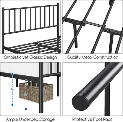 Yaheetech 14 Inch Full Size Bed Frame Metal Platform Bed with Spindle Headboard Footboard/Mattress Foundation/No Box Spring Needed/Underbed Storage Space/Steel Slat Support/Easy Set up, Black