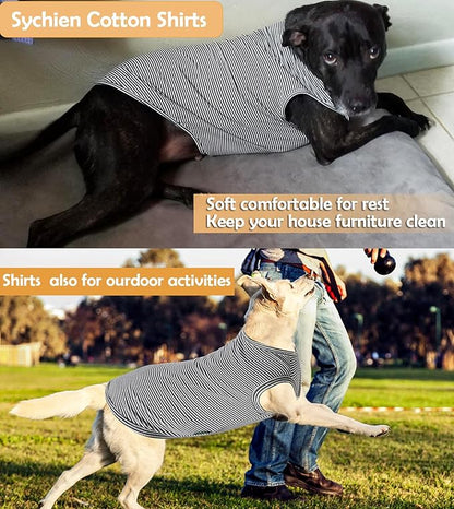 Dog Shirt,Combed Cotton T-Shirts,Soft Cool Boy Girl Tee for Large Dogs Bulldog,Grey Striped XL