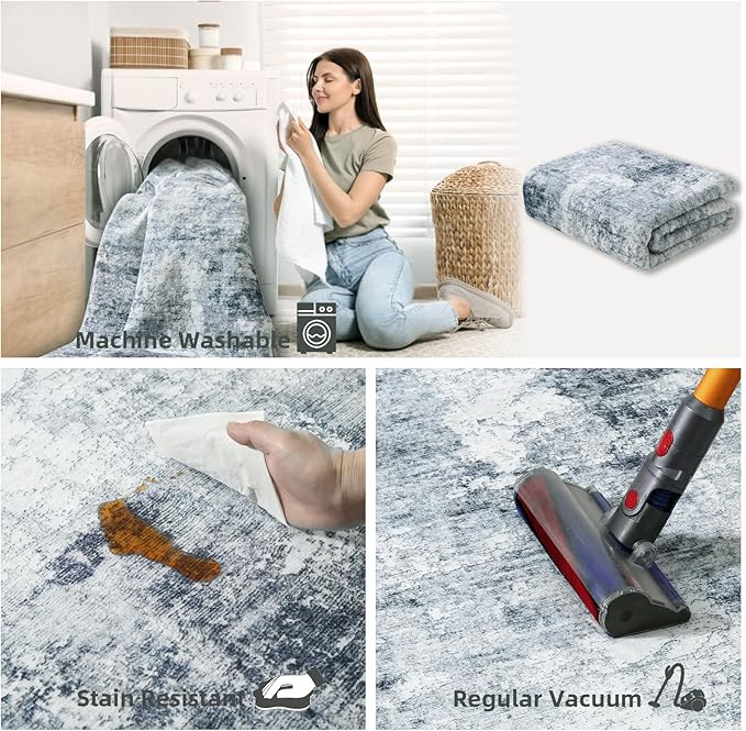 Machine Washable Runner Rugs for Kitchen: 2'x6' Hallway Runner Rug Stain Resistant Non Slip Abstract Floor Rug with Rubber Backing Non Shedding Soft Carpet Runners for Indoor Entryway Bedside Bedroom