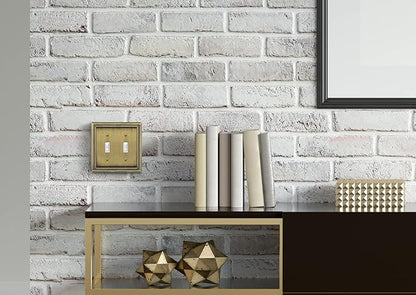 Henne Bery Sunken Pearls Heavy Duty Decorative Wall Plate Switch Plate Outlet Cover (Double Toggle, Antique Brass)