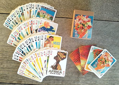 Girls on Travel Posters Playing Cards (Poker Deck 54 Cards All Different) Vintage Retro Travel Posters Avia Railroad