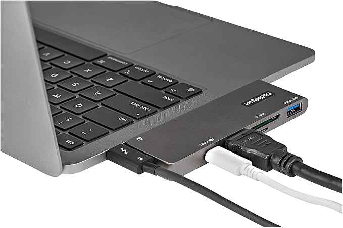 StarTech.com USB C Multiport Adapter for MacBook Pro/Air - USB Type-C to 4K HDMI, 100W Power Delivery Pass-Through, SD/MicroSD Slot, 2-Port USB 3.0 Hub - Portable USB-C Mini Dock (DKT30CMHSDPD)