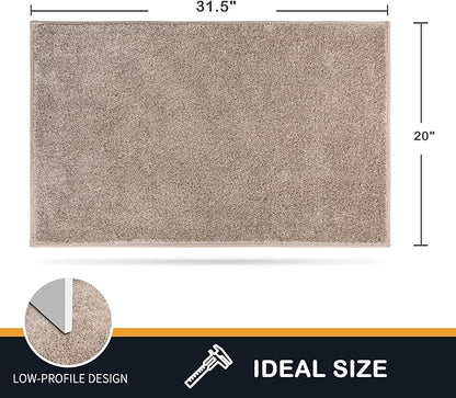 PURRUGS Dirt Trapping Door Mat 20" x 31.5", Non-Slip Machine Washable Entryway Rug, Dog Doormat, Indoor Front Door Mat, Super Absorbent Entry Rug for Muddy Shoes & Paws, Taupe