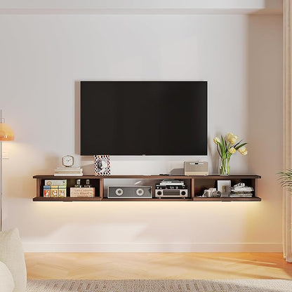 Floating TV Stand with 2 Doors,70'' Wall-Mounted TV Console,Floating TV Cabinet,Floating Console Shelf,Wall Mounted TV Cabinet(Walnut)
